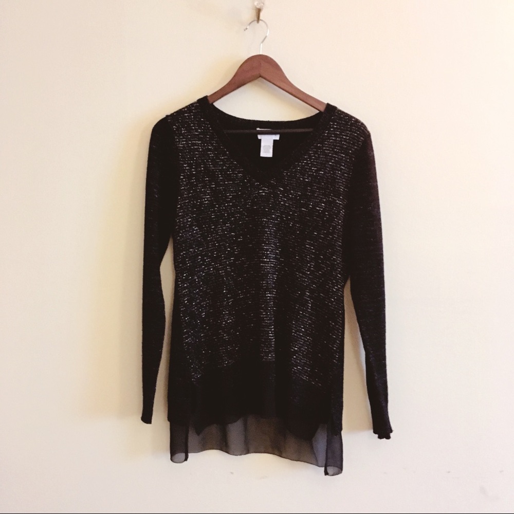 Soft Surroundings Sweater Hem Black Metallic Gold